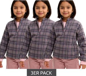 Pack económico de 3 blusas de franela para niña, camisa de algodón con cintura fruncida y cierre de botones, 930775 gris/rosa Pack económico de 3 blusas de franela para niña, camisa de algodón con cintura fruncida y cierre de botones, 930775 gris/rosa