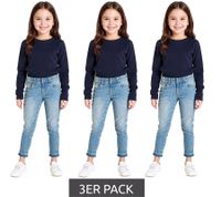 Lot de 3 jeans KangaROOS pour fille, coupe droite courte, en coton, style décontracté, 43634735, bleu