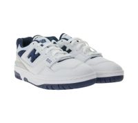 New Balance 550 Herren Sneaker aus Echtleder mit N-Logo Low-Top Schuhe mit Ortholite-Innensohle BB550NQB Weiß/Navy