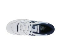 New Balance 550 Herren Sneaker aus Echtleder mit N-Logo Low-Top Schuhe mit Ortholite-Innensohle BB550NQB Weiß/Navy