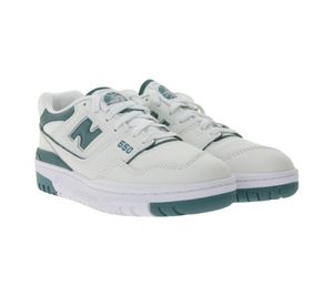 New Balance 550 Damen Echtleder-Sneaker mit perforiertem Upper Low-Top Schuhe mit Ortholite-Innensohle BBW550BI Weiß/Grün
