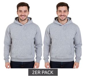 2er Pack European League Of Football Blanko Herren Hoodie mit Kängurutasche Kapuzen-Pullover Baumwoll-Sweater Grau-Meliert 2er Pack European League Of Football Blanko Herren Hoodie mit Kängurutasche Kapuzen-Pullover Baumwoll-Sweater Grau-Meliert