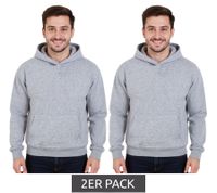 Lot de 2 sweats à capuche homme Ligue européenne de football, blancs, avec poches kangourou, en coton, gris chiné