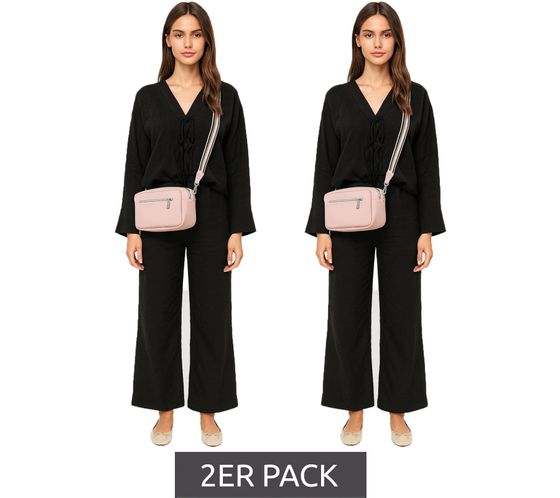 2er Sparpack WOWZILLA Damen Handtasche mit praktischen Fächern Umhängetasche modische Ausgeh-Tasche Rosa