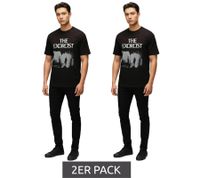 2-Pack Value Pack RE:COVERED X THE EXORCIST FILM Men's T-Shirt with Photo Print, Cotton Crew Neck, RCWARN559, Black