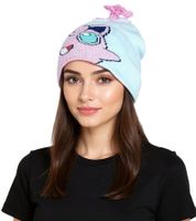 3er Sparpack POKEMON Beanie mit Bommel im Pummeluff Design Gaming-Mütze Strick-Beanie Fan-Artikel KC160211POK Blau/Rosa