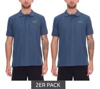 2-pack green SYLT Men's Polo Shirt, Slim Fit, Cotton Shirt, Short-Sleeved Shirt, Basic Shirt, 0100-009 Blue
