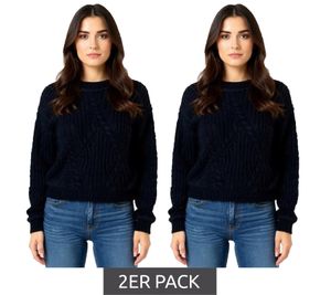 Confezione da 2 maglioni da donna in maglia con scollo rotondo, adatti a tutti i giorni, 926124 Nero Confezione da 2 maglioni da donna in maglia con scollo rotondo, adatti a tutti i giorni, 926124 Nero