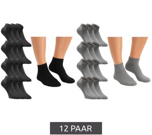 12 Paar JACK & JONES Short Sock Damen Sneaker-Socken Sport-Strümpfe Baumwoll Quarter-Socken 12260511 in Schwarz oder Grau