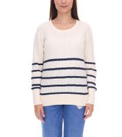 Pulls en coton rayés en maille torsadée DELMAO pour femme, 94622740, blanc cassé/bleu marine, lot de 2