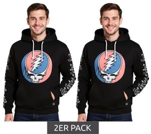 Sweat à capuche RE:COVERED X Grateful Dead pour homme, imprimé logo du groupe, en coton, manches longues, RCWBROS170, noir Sweat à capuche RE:COVERED X Grateful Dead pour homme, imprimé logo du groupe, en coton, manches longues, RCWBROS170, noir