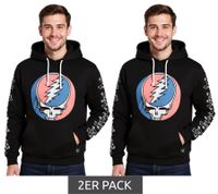 RE:COVERED X Grateful Dead Men's Hoodie with Band Logo Print, Cotton Hoodie, Long-Sleeved Shirt, RCWBROS170, Black
