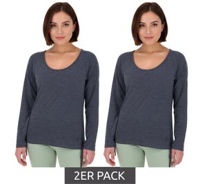 ALIFE AND KICKIN FarahAK A - Felpa da donna in cotone a maniche lunghe, confezione da 2, grigio/blu