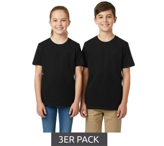 Lot de 3 t-shirts de sport PUMA Base pour enfants, garçons et filles, en coton durable avec logo, 678259 02, noir