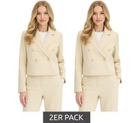 Blazer corto elegante da donna con bottoni decorativi, blazer da sera, blazer da lavoro, confezione da 2 pezzi 950017 Beige