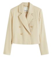 Blazer corto elegante da donna con bottoni decorativi, blazer da sera, blazer da lavoro, confezione da 2 pezzi 950017 Beige