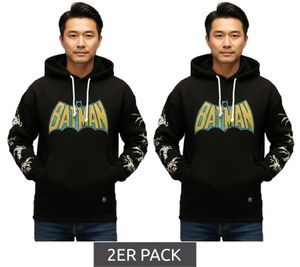Sweat à capuche homme RE:COVERED X DC avec logo BATMAN, sweat à capuche en coton, manches longues, RCWARN554, noir, lot de 2 Sweat à capuche homme RE:COVERED X DC avec logo BATMAN, sweat à capuche en coton, manches longues, RCWARN554, noir, lot de 2