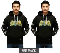 RE:COVERED X DC Men's Hoodie with BATMAN Logo, Cotton Hoodie, Long-Sleeved Shirt, RCWARN554, Black, 2-Pack