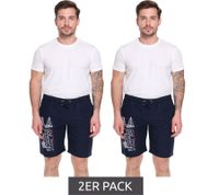 2-pack GEOGRAPHICAL NORWAY Quara Men's Swim Trunks with Logo Print, Swim Shorts with Pockets, Swim Shorts 001 Navy