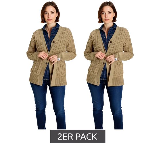 Cardigan da donna DELMAO, giacca in maglia a trecce con laccetto, beige scuro, 82380451