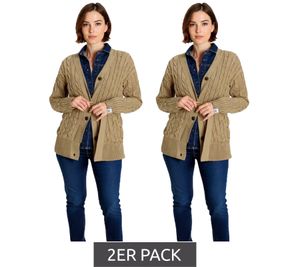 Cardigan da donna DELMAO, giacca in maglia a trecce con laccetto, beige scuro, 82380451
