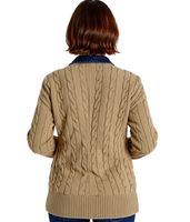 Gilet femme DELMAO, veste intemporelle en maille torsadée avec lien, beige foncé, 82380451
