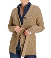 Gilet femme DELMAO, veste intemporelle en maille torsadée avec lien, beige foncé, 82380451