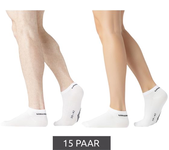 15 pairs of Umbro Sport Socks, men's and women's trainer socks, Oeko-Tex Standard 100 UMG/1/TC5/FX6, white