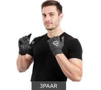 3 Pairs of EGREGIE Men's Fleece-Lined Cycling Gloves, Running Gloves with Smartphone Touch Screen, Sports Gloves, Black