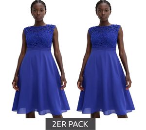 Confezione da 2 abiti da sera da donna da sogno con splendidi dettagli in pizzo e uncinetto, miniabito 931026, blu Confezione da 2 abiti da sera da donna da sogno con splendidi dettagli in pizzo e uncinetto, miniabito 931026, blu