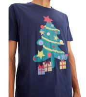 Confezione da 2 T-shirt da uomo con motivo natalizio, in cotone, estiva, a maniche corte, 951021, blu scuro