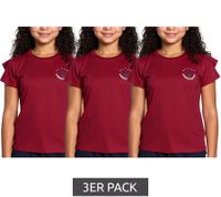 3-Pack DELMAO Children's T-Shirt for Girls with Ruffle Sleeves, Cotton Shirt, Summer Shirt, 71790542 Red