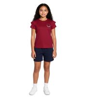 Confezione da 3 T-shirt per bambine DELMAO con maniche a volant, in cotone, estiva, 71790542, rosso