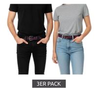 Lot de 3 ceintures HIM : Ceintures en cuir véritable avec inscription, Ceinture décontractée élégante, Noir/Violet