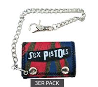 Sex Pistols Punk Rock Band Wallet with Logo Lettering, Blue/Red