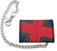 Sex Pistols Punk Rock Band Wallet with Logo Lettering, Blue/Red