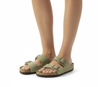 BIRKENSTOCK Arizona genuine leather slippers for women and men, made in Germany, narrow width 51463, 352203, or 1027039 in taupe gray, khaki, or brown