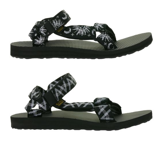 Sandalo da trekking TEVA Original Universal da donna o uomo, sandalo estivo sostenibile con suola in gomma EVA, sandalo da esterno, nero/bianco o nero/grigio