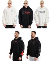 Sweat à capuche Fokus x Def pour homme avec poche kangourou et imprimés variés, noir ou blanc