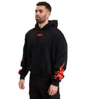 Sweat à capuche Fokus x Def pour homme avec poche kangourou et imprimés variés, noir ou blanc