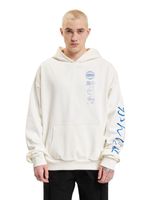 Sweat à capuche Fokus x Def pour homme avec poche kangourou et imprimés variés, noir ou blanc