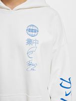 Sweat à capuche Fokus x Def pour homme avec poche kangourou et imprimés variés, noir ou blanc