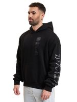 Sweat à capuche Fokus x Def pour homme avec poche kangourou et imprimés variés, noir ou blanc