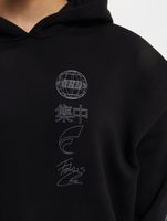 Sweat à capuche Fokus x Def pour homme avec poche kangourou et imprimés variés, noir ou blanc