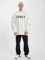 Sweat à capuche Fokus x Def pour homme avec poche kangourou et imprimés variés, noir ou blanc
