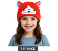 Yo-kai Watch Jibanyan Beanie, Knitted Hat, Children's Headwear with Ears, KC472464YKW, Orange/Pink