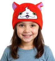 Yo-kai Watch Jibanyan Beanie, Knitted Hat, Children's Headwear with Ears, KC472464YKW, Orange/Pink