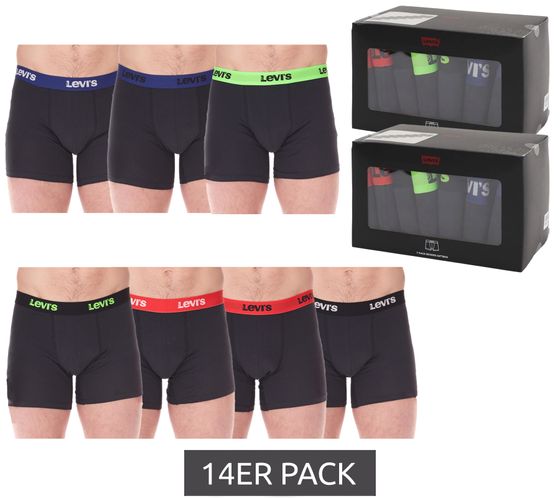 14-pack of LEVI'S men's cotton boxer shorts with colorful accents on the waistband, in a gift box 701225625 001 Black/Green/Blue/Red