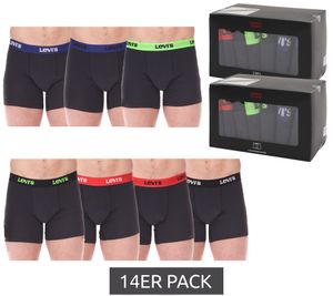 14-pack of LEVI'S men's cotton boxer shorts with colorful accents on the waistband, in a gift box 701225625 001 Black/Green/Blue/Red