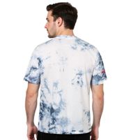 Camiseta RE:COVERED X NFL para hombre, cuello redondo de algodón con estampado de letras del logo de los Buffalo Bills en gris o azul/blanco tie-dye